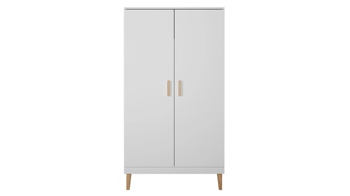 Armoire Avec Penderie Et étagères Finition Blanc Mat Et Bois L100 Cm ELIAS 3 Armoire Avec Penderie Et étagères Finition Blanc Mat Et Bois L100 Cm ELIAS