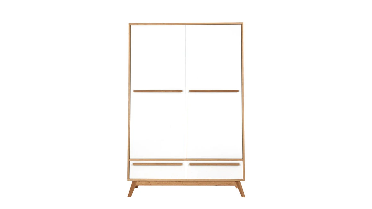 Armoire Design Avec Penderie Finition Bois Clair Et Blanc Mat L120 Cm HELIA 3 Armoire Design Avec Penderie Finition Bois Clair Et Blanc Mat L120 Cm HELIA