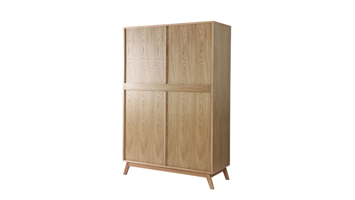 Armoire Design Avec Penderie Finition Bois Clair Et Blanc Mat L120 Cm HELIA 6 Armoire Design Avec Penderie Finition Bois Clair Et Blanc Mat L120 Cm HELIA – Image 4