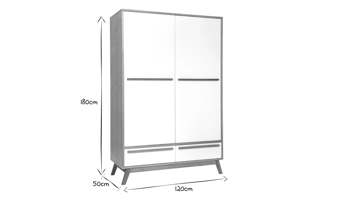 Armoire Design Avec Penderie Finition Bois Clair Et Blanc Mat L120 Cm HELIA 7 Armoire Design Avec Penderie Finition Bois Clair Et Blanc Mat L120 Cm HELIA – Image 5