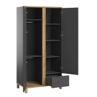 Armoire Scandinave Avec Penderie Et étagères Gris Anthracite Et Bois L90 Cm EILIE -Boutique Miliboo armoire scandinave avec penderie et etageres gris anthracite et bois l90 cm eilie 52567 6270de2a6704b 1200 675