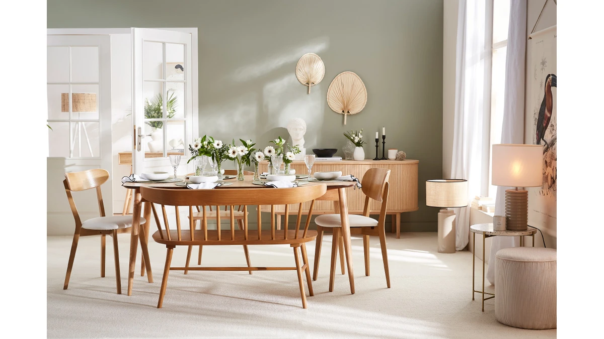 Banc à Barreaux 2 Places Bois Clair Chêne L120 Cm DARIA 9 Banc à Barreaux 2 Places Bois Clair Chêne L120 Cm DARIA – Image 7