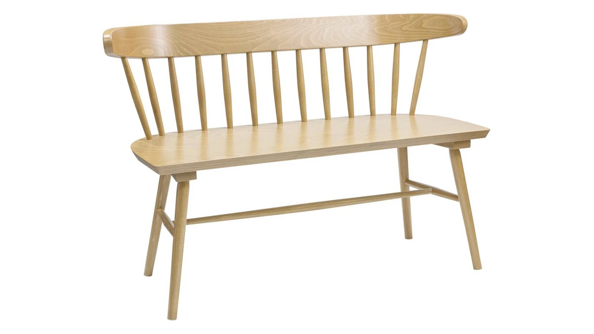Banc à Barreaux 2 Places Bois Clair Chêne L120 Cm DARIA 4 Banc à Barreaux 2 Places Bois Clair Chêne L120 Cm DARIA – Image 2