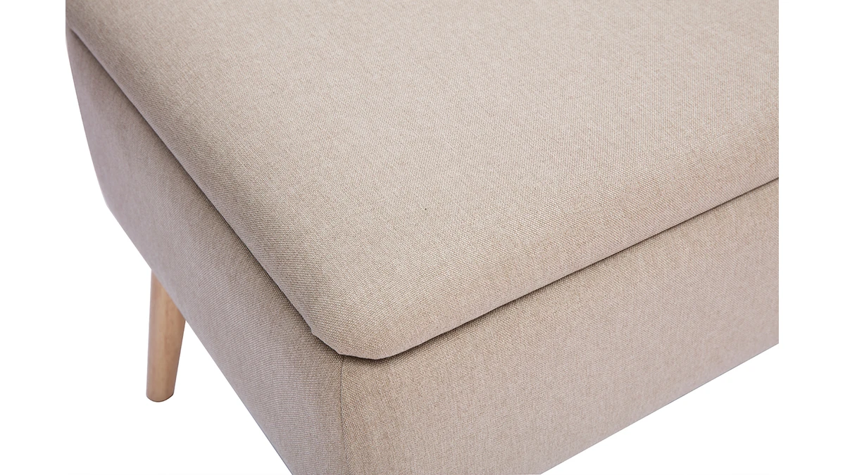 Banc Coffre En Tissu Beige Et Bois Clair Massif L120 Cm LARS 7 Banc Coffre En Tissu Beige Et Bois Clair Massif L120 Cm LARS – Image 5
