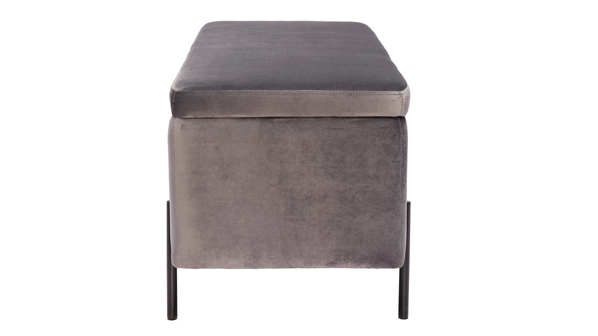 Banc Coffre En Tissu Velours Gris Foncé L120 Cm ADONIS 5 Banc Coffre En Tissu Velours Gris Foncé L120 Cm ADONIS – Image 3