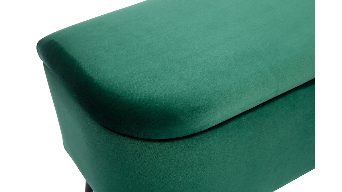 Banc Coffre En Tissu Velours Vert L120 Cm ATON 7 Banc Coffre En Tissu Velours Vert L120 Cm ATON – Image 5