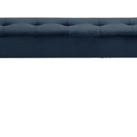 Banc Design En Tissu Velours Bleu Nuit Capitonné L95 Cm GUESTA
