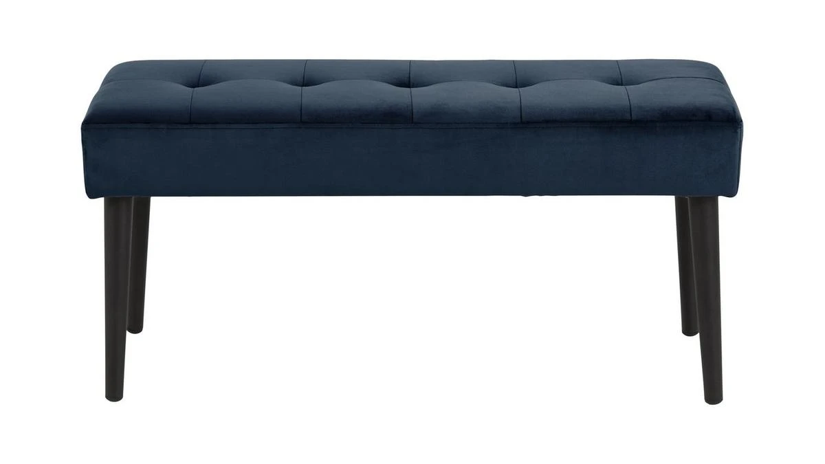 Banc Design En Tissu Velours Bleu Nuit Capitonné L95 Cm GUESTA 3 Banc Design En Tissu Velours Bleu Nuit Capitonné L95 Cm GUESTA