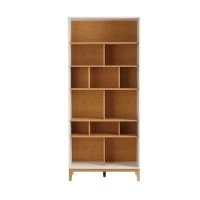 Bibliothèque Design En Bois Clair Chêne Et Blanc L90 Cm ABEL