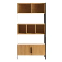 Bibliothèque En Bois Clair Chêne Et Métal Noir L98 Cm SILKA