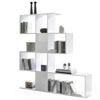 Bibliothèque Ouverte Séparateur Design Blanc Laqué Brillant L139 Cm COMO