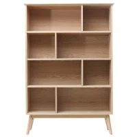 Bibliothèque Scandinave En Bois Chêne 8 Casiers L110 Cm INGRID