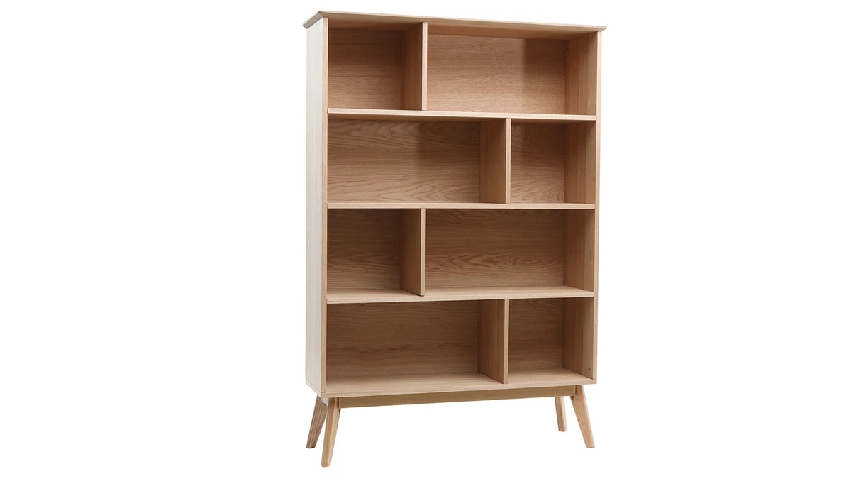 Bibliothèque Scandinave En Bois Chêne 8 Casiers L110 Cm INGRID 4 Bibliothèque Scandinave En Bois Chêne 8 Casiers L110 Cm INGRID – Image 2