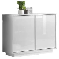 Buffet Design Blanc Laqué Brillant 2 Portes L92 Cm COMO