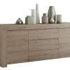 Buffet Finition Bois Chêne 2 Portes 3 Tiroirs L184 Cm TINO