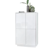 Buffet Haut Design Blanc Brillant 4 Portes L92 Cm COMO