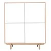 Buffet Haut Scandinave Bois Et Blanc 4 Portes L110 Cm SID