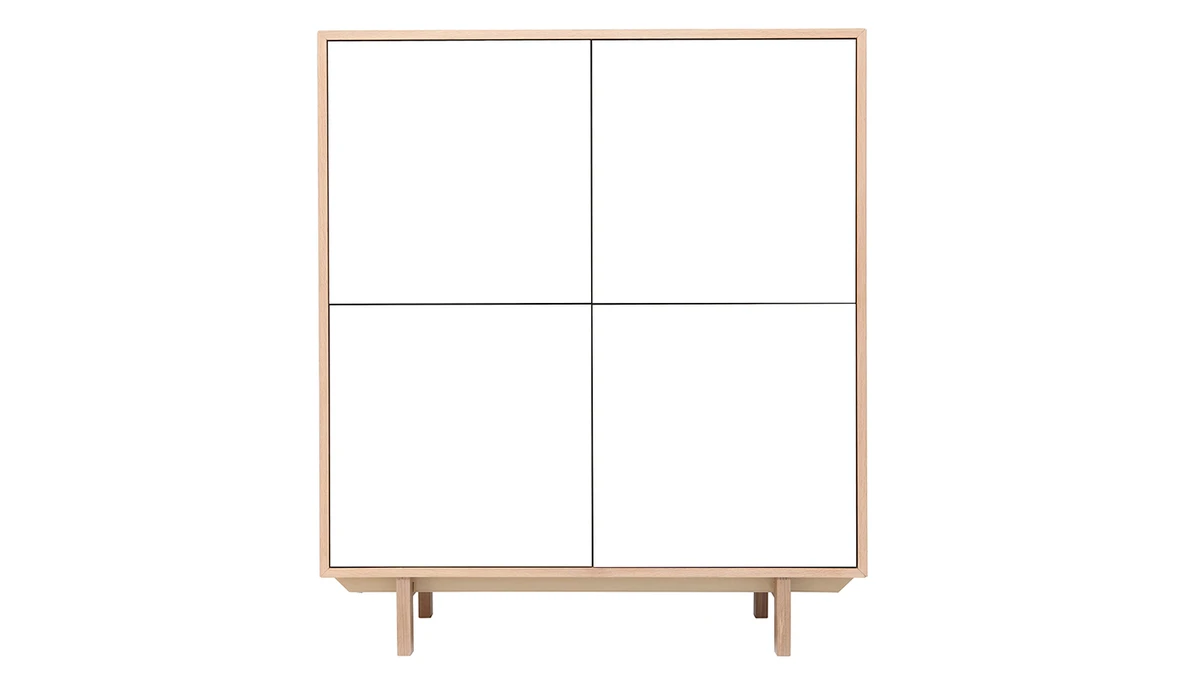 Buffet Haut Scandinave Bois Et Blanc 4 Portes L110 Cm SID 3 Buffet Haut Scandinave Bois Et Blanc 4 Portes L110 Cm SID