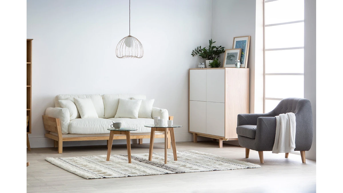 Buffet Haut Scandinave Bois Et Blanc 4 Portes L110 Cm SID 9 Buffet Haut Scandinave Bois Et Blanc 4 Portes L110 Cm SID – Image 7