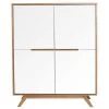 Buffet Haut Scandinave Bois Et Blanc L110 Cm HELIA