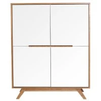 Buffet Haut Scandinave Bois Et Blanc L110 Cm HELIA