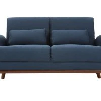 Canapé 2 Places En Tissu Bleu Foncé Et Bois Foncé EKTOR