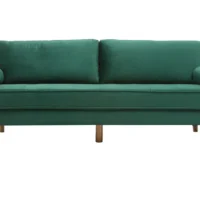 Canapé 3-4 Places En Tissu Velours Vert émeraude Et Bois Clair IMPERIAL