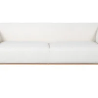 Canapé 3-4 Places Scandinave En Tissu Effet Laine Bouclée écru Et Bois Clair MORRIS