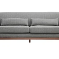 Canapé 3 Places En Tissu Gris Et Bois Foncé YOKO