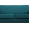 Canapé Convertible 3 Places En Tissu Bleu Canard Et Bois Clair Avec Matelas L140 Cm 12 Cm GRAHAM