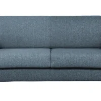 Canapé Convertible 3 Places En Tissu Bleu Et Bois Clair Avec Matelas L140 Cm 12 Cm GRAHAM