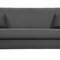 Canapé Convertible 3 Places En Tissu Gris Anthracite Et Bois Clair Avec Matelas 12 Cm SKANDY