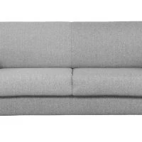 Canapé Convertible 3 Places En Tissu Gris Clair Et Bois Clair Avec Matelas L140 Cm 12 Cm GRAHAM