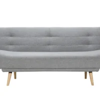 Canapé Convertible 3 Places En Tissu Gris Clair Et Bois Clair FAGUO