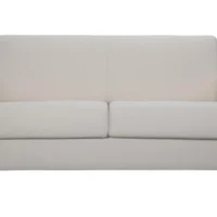 Canapé Convertible 3 Places En Tissu Naturel Et Bois Clair Avec Matelas L140 Cm 12 Cm GRAHAM