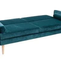 Canapé Convertible 3 Places En Tissu Velours Bleu Pétrole Et Bois Clair MOORE -Boutique Miliboo canape convertible 3 places en tissu velours bleu petrole et bois clair moore 50177 62bac724ca080 1200 675