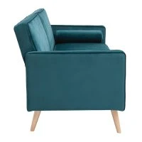Canapé Convertible 3 Places En Tissu Velours Bleu Pétrole Et Bois Clair MOORE -Boutique Miliboo canape convertible 3 places en tissu velours bleu petrole et bois clair moore 50177 62bac72958aed 1200 675