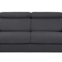 Canapé Convertible Avec Têtières Ajustables 3 Places En Tissu Effet Velours Gris Anthracite Avec Matelas 12 Cm NORO