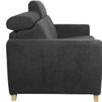 Canapé Convertible Avec Têtières Ajustables 3 Places En Tissu Effet Velours Gris Anthracite Et Bois Clair Avec Matelas 13 Cm GOYA -Boutique Miliboo canape convertible avec tetieres ajustables 3 places en tissu effet velours gris anthracite et bois clair avec matelas 13 cm goya 49553 6052432050dd8 1200 675