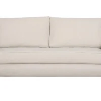 Canapé Convertible Scandinave 3 Places En Tissu Beige Et Bois Clair Avec Matelas 10 Cm VENDOME