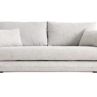 Canapé Convertible Scandinave 3 Places En Tissu Gris Chiné Et Bois Clair Avec Matelas 10 Cm CREEP