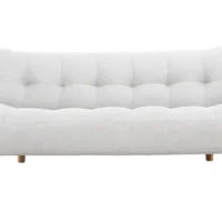 Canapé Convertible Scandinave 3 Places En Tissu Gris Clair Et Bois Clair YUMI