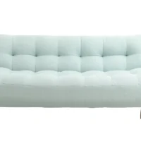Canapé Convertible Scandinave En Tissu Menthe à L'eau Et Bois Clair YUMI
