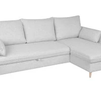 Canapé D'angle Convertible Réversible Avec Coffre 3-4 Places En Tissu Gris Clair Et Bois Clair DRISS -Boutique Miliboo canape dangle convertible reversible avec coffre 3 4 places en tissu gris clair et bois clair driss 51050 61715a84d8a79 1200 675