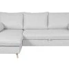 Canapé D'angle Convertible Réversible Avec Coffre 3-4 Places En Tissu Gris Clair Et Bois Clair DRISS
