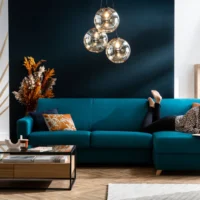 Canapé D'angle Convertible Réversible Avec Coffre 4 Places En Tissu Bleu Canard Et Bois Clair GRAHAM -Boutique Miliboo canape dangle convertible reversible avec coffre 4 places en tissu bleu canard et bois clair graham 49271 607da4b83a6a7 1200 675