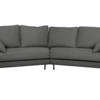 Canapé D'angle Design 5 Places En Tissu Gris Anthracite Et Métal Noir PUCHKINE