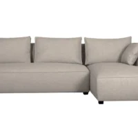 Canapé D'angle Droit Modulable Avec Chauffeuse Double En Tissu Beige PLURIEL