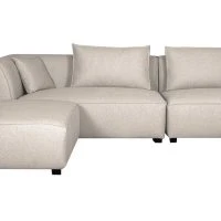 Canapé D'angle Gauche Modulable En Tissu Beige PLURIEL