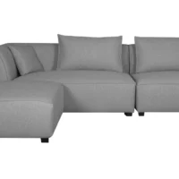 Canapé D'angle Gauche Modulable En Tissu Gris Clair PLURIEL